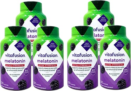 Vitafusion Gomitas de melatonina extra fuertes, mora 120 ea (paquete de 6)