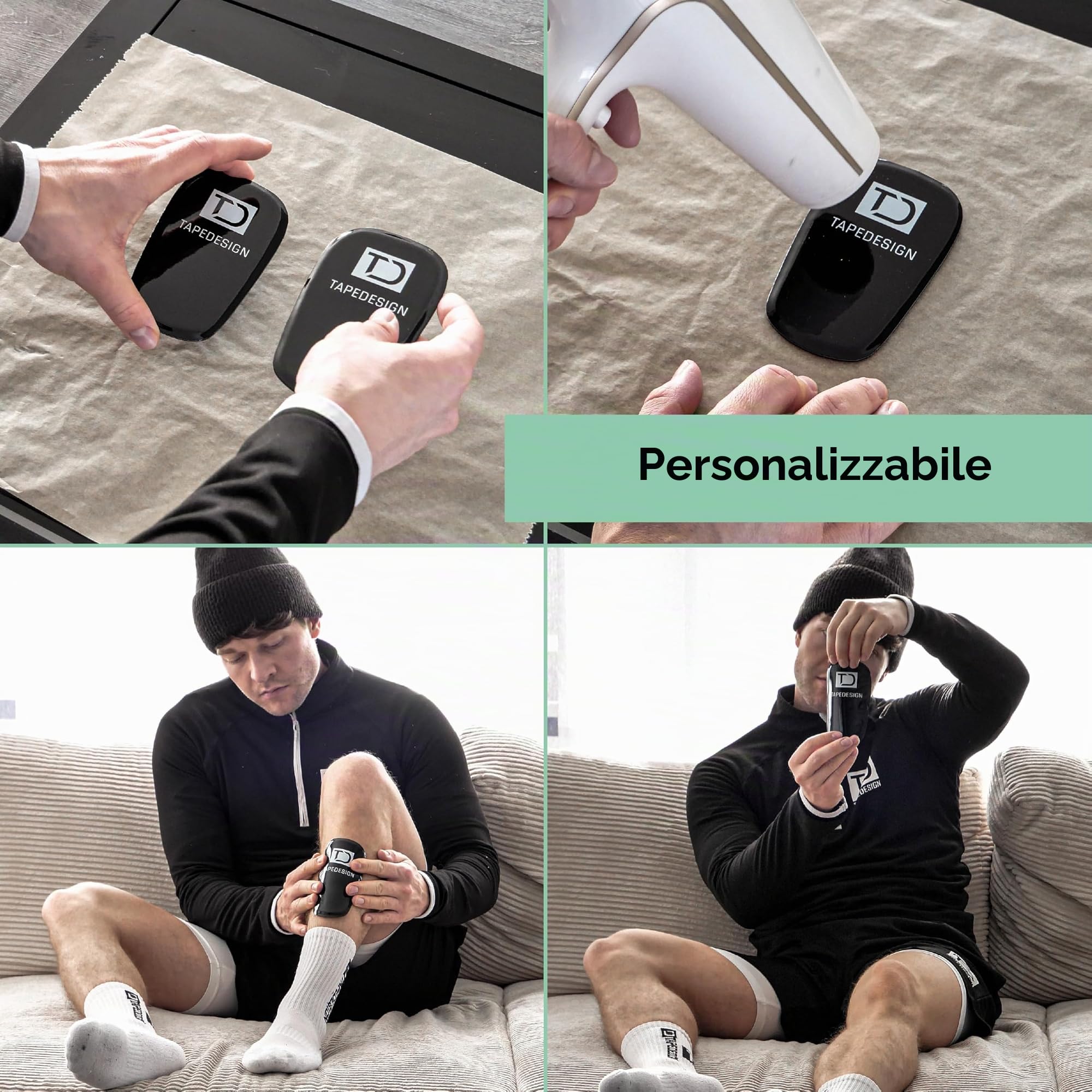 TAPEDESIGN – Parastinchi Calcio Bambino & Adulto – Ultraleggeri, Antiscivolo & Termoformabili – Shin Pads Personalizzabili – Parastinchi Piccoli Calcio Nero