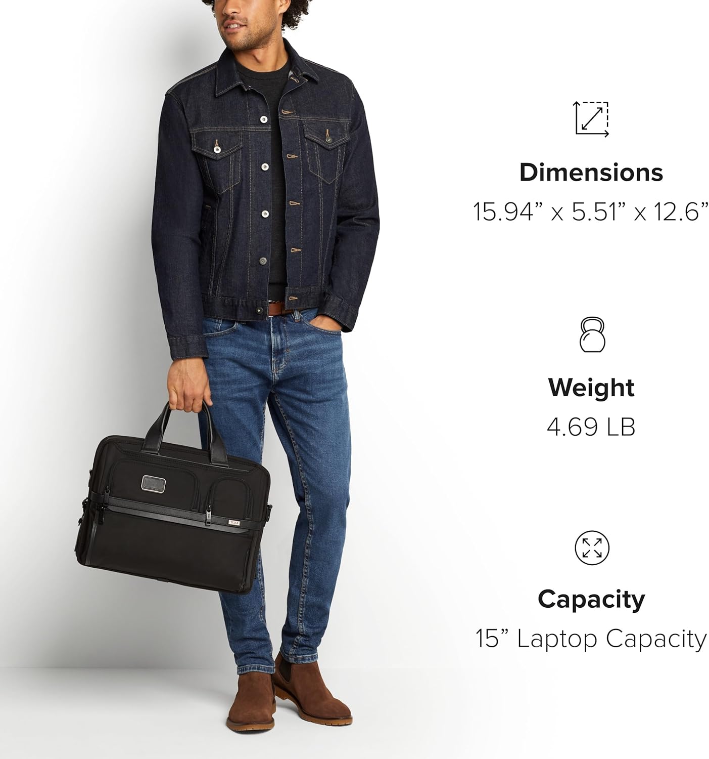 TUMI - Alpha Medium 15" Expansion Laptop Briefcase - Professional Briefcase for Travel - Padded Compartment Fits 15" Screen