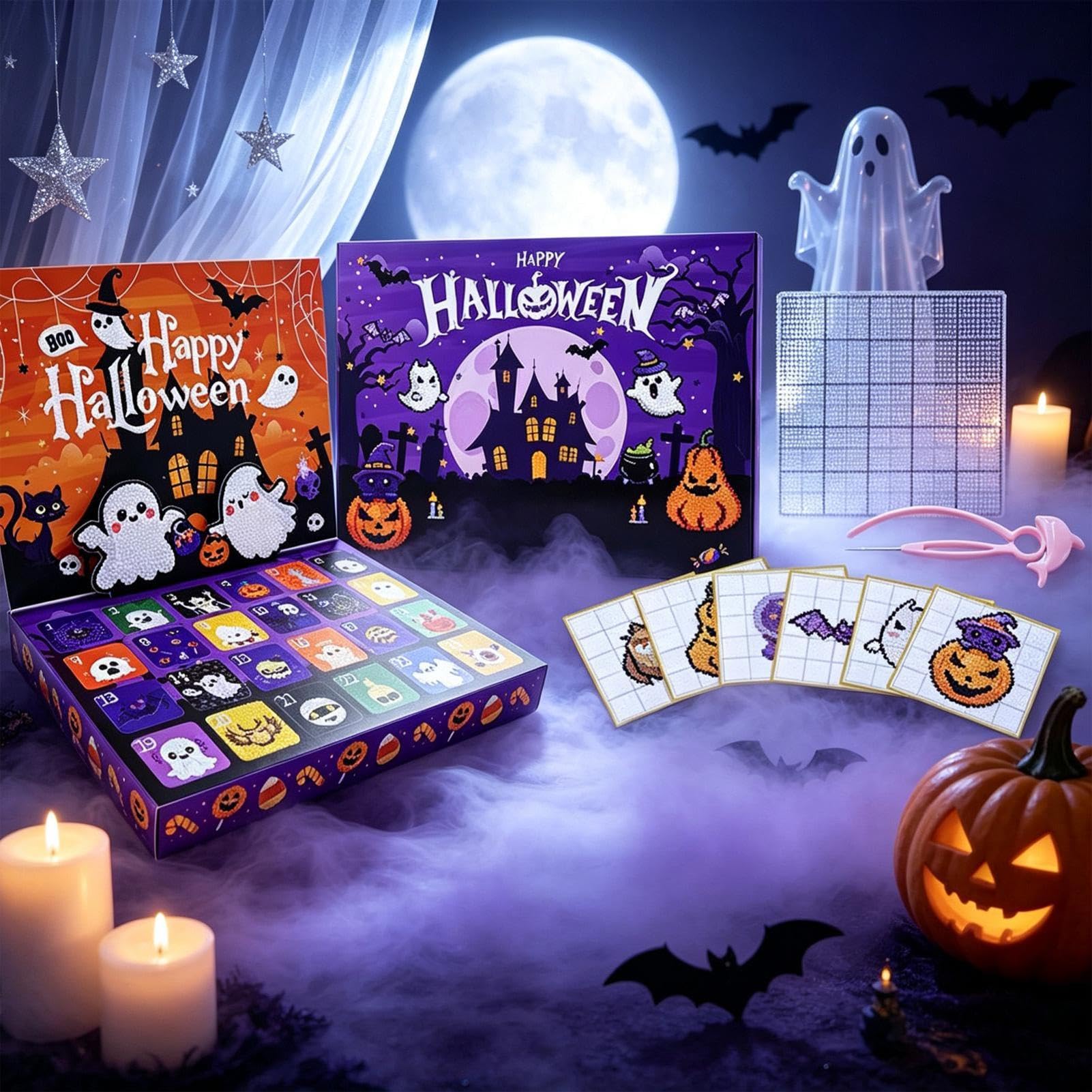 Halloween-Adventskalender Für Kinder 24-Tage-Bügelperlen-Gruselkürbis-