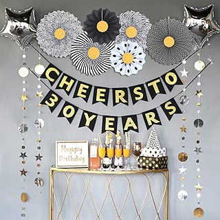 30th Birthday Decorations for Women or Men by Homond, 30th Anniversary Decorations, 30th Bday Decorations, Cheers to 30 Years Banner, 30 Birthday Decor, 30 Years Old Party Favors Supplies - coolthings.us