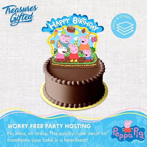 Miniatura 3 de Treasures Gifted Decoraciones de cumpleaños con licencia oficial de Peppa Pig  Decoración de pastel de Peppa Pig  Suministros para fiesta de