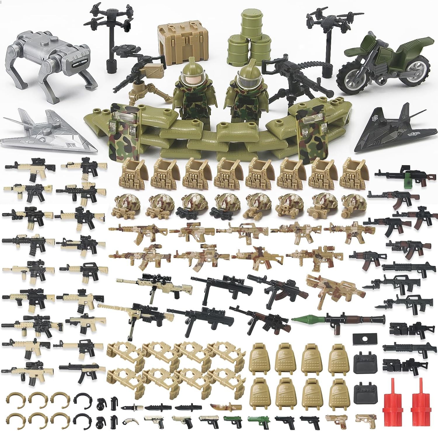 Military Weapon Set Camouflage Army Men Accessories Building Blocks Toy