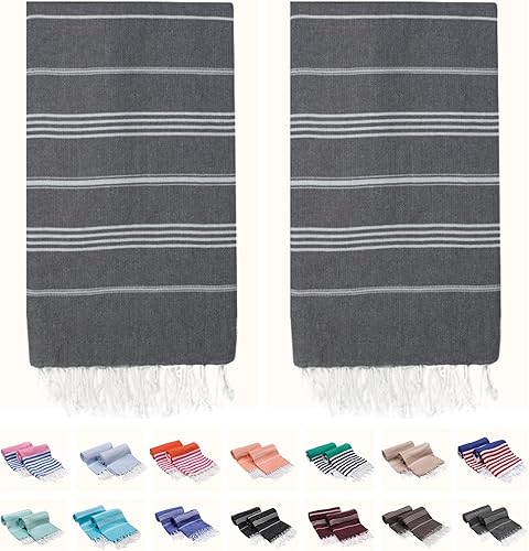 Miniatura 15 de PARK&OZ - Toallas ligeras de algodón turco (2 unidades) Prelavadas Absorbentes y de secado rápido Sin arena De gran tamaño Toallas