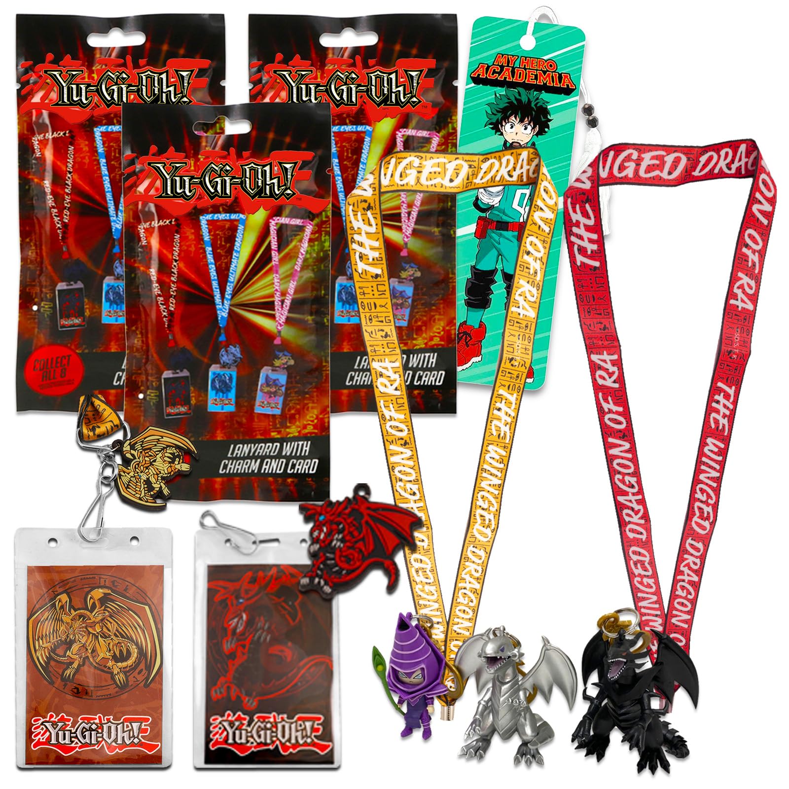 Konami Yugioh Lanyard Blind Bag 3 Pack – Comic Con Gift Bundle Including 3  Yugioh Lanyards with Charms, Card Holders and More