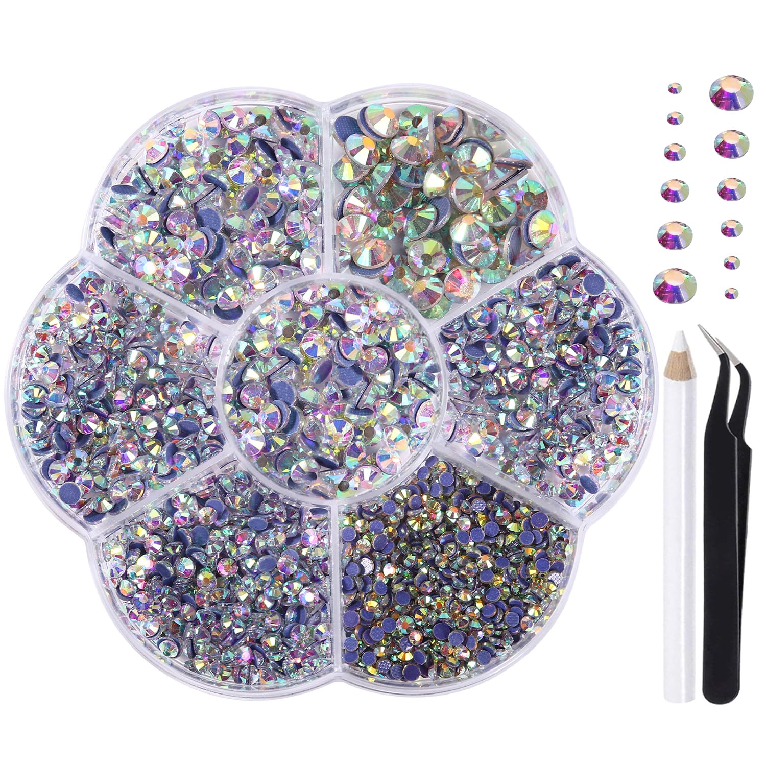 Liliume 5000pcs Hotfix Strasssteine 21 Farben 5 Größen SS6-SS30 Strasssteine für Textilien DIY Handwerk