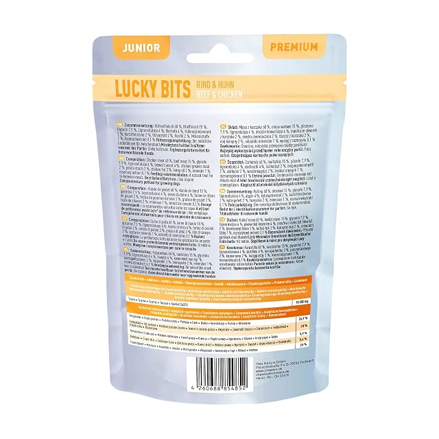 Foto 2 de 6 de Chewies Lucky bits - Golosinas para Perros de Vacuno y Pollo Junior para Cachorros, sin Cereales y Suaves…