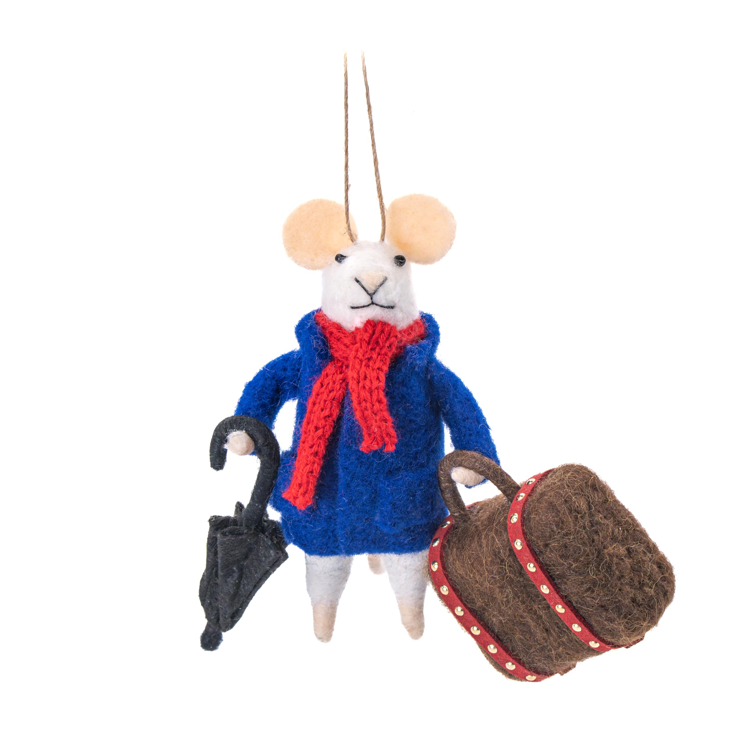 Sass & Belle Blue Sass And Belle Travelling Mouse Felt Decoration