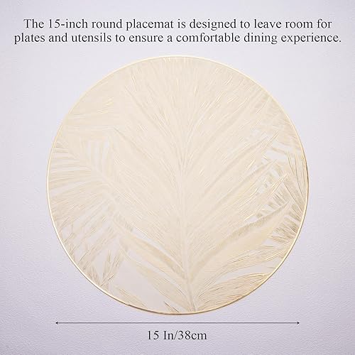 Miniatura 6 de Juego de 6 manteles individuales redondos de vinilo de 15 pulgadas, lavables para mesa de comedor, centro de mesa, boda, fiesta