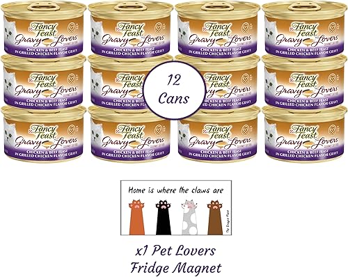 Miniatura 2 de Fancy Feast Gourmet - Comida húmeda para gatos con salsa, 12 latas (fiesta de pollo y ternera)