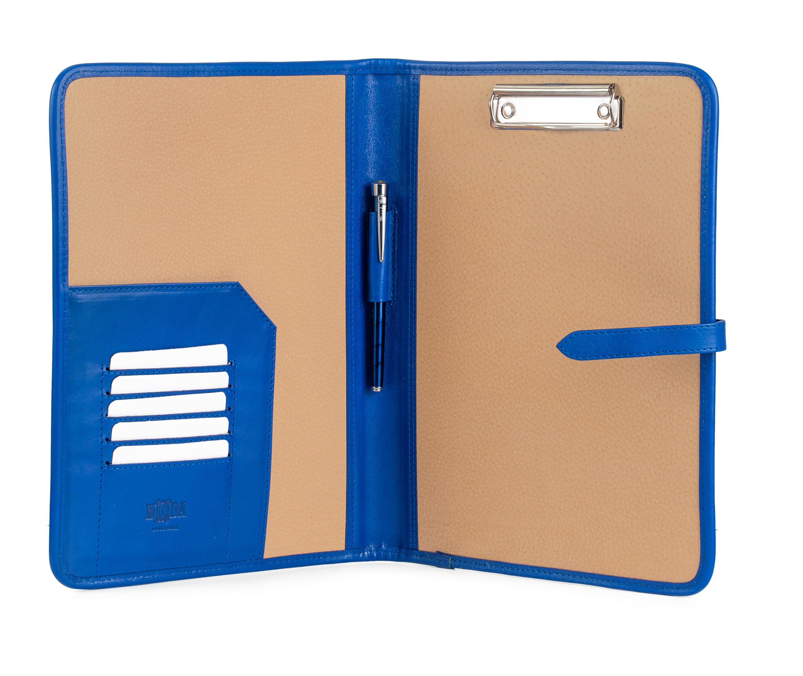 A4 Leder Klemmbrettmappe Blau – Handgefertigte Leder Notizmappe mit Klemme & Schreibunterlage – Premium Leder Schreibplatte, A4 Klemmbrett Leder & Dokumentenhalter Leder – Geschäftsmappen