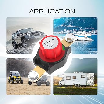 Side Post Battery Disconnect Switch, CNAODUN Battery Heavy Duty Shut Off 12-48V On/Off Cut Off Switch for Car RV Boat and Vehicle