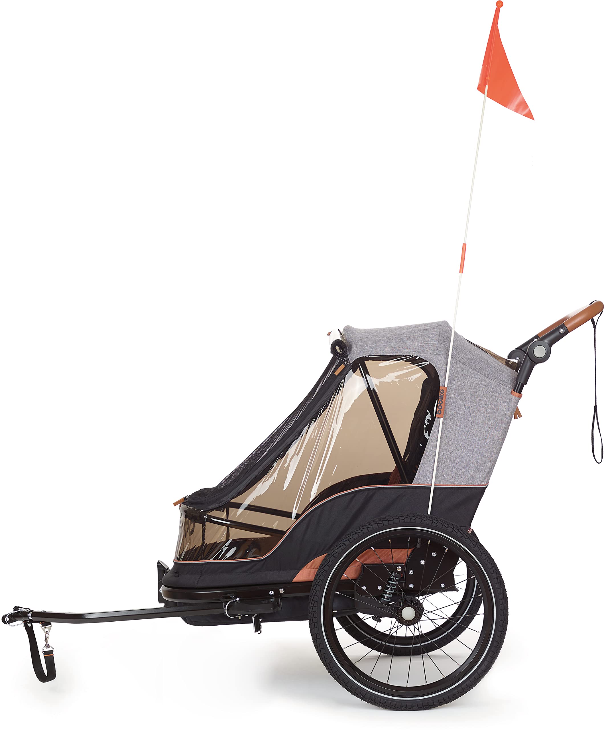 BOBIKE 8616000001 - Rimorchio e passeggino per bicicletta multifunzionale facilmente ripiegabile per 1 o 2 bambini in a colori Grigio