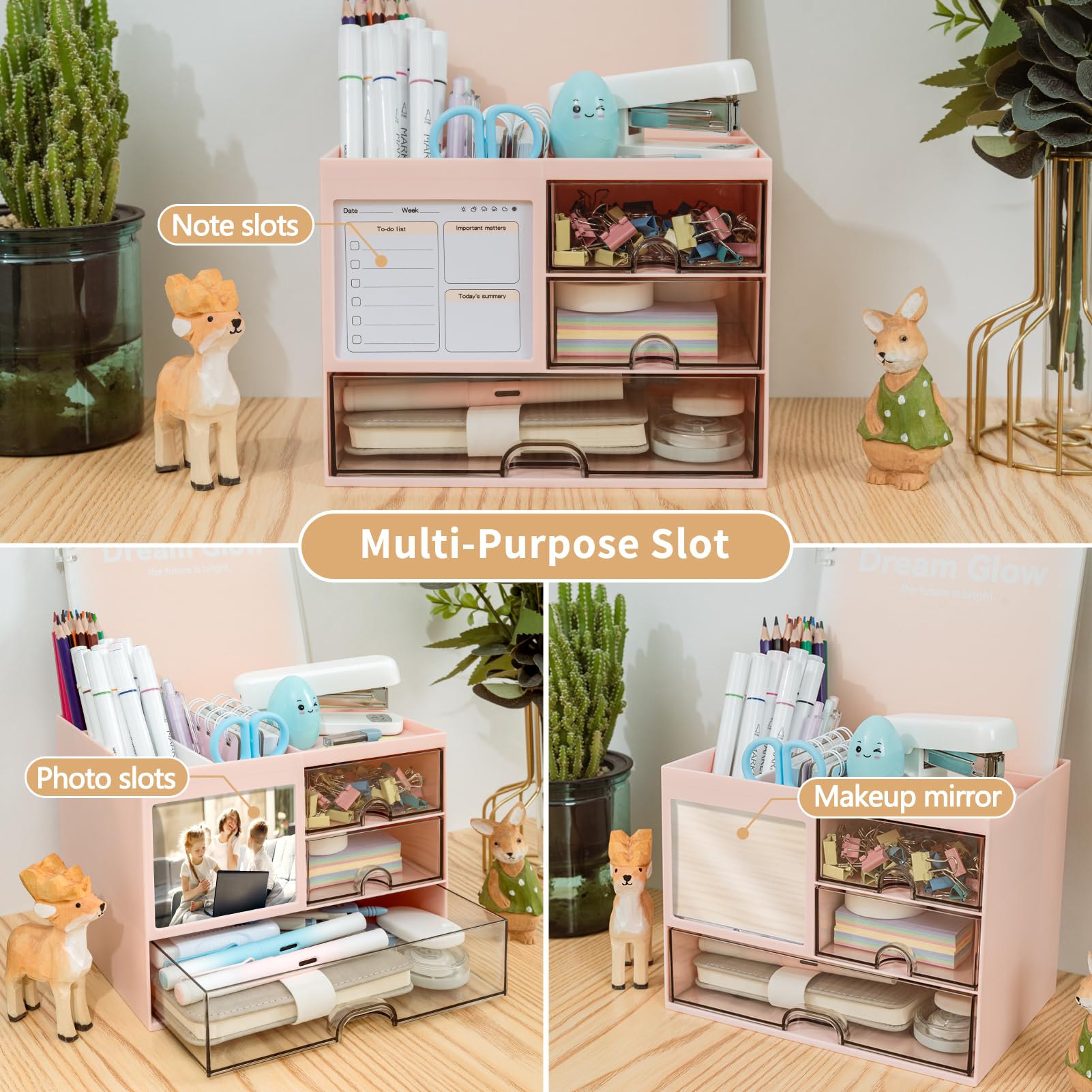 RISEMART Desk Organiser with 3 Drawers, Desk Tidy Organiser with Pen Holder - Image 4