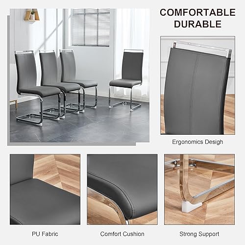 Miniatura 7 de Juego de mesa de comedor de lujo de 71 pulgadas para 6, moderno juego de mesa de comedor de mármol sintético con parte superior de vidrio templado,