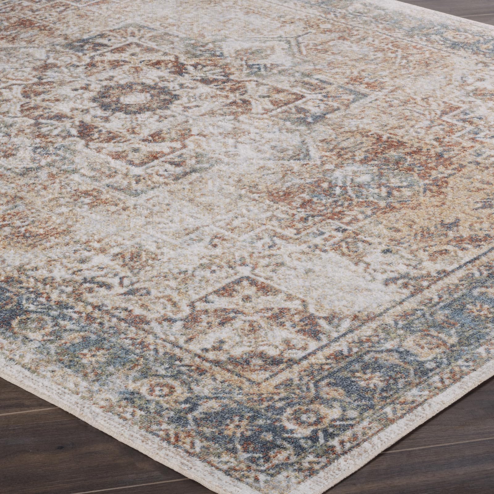 Livabliss Alora Tradizionale Vintage Rectangle Tappeto | Grigio chiaro, Crema, Marrone | 160x213cm | Soggiorno e Camera da Letto | Tessuto a Macchina Poliestere