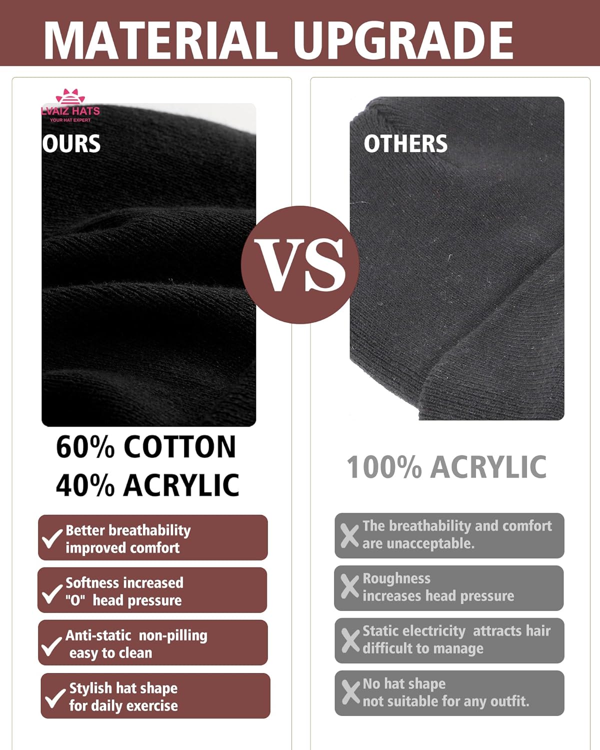 Satin Lined Winter Beanie Hats for Women Unisex Cotton Knitted Cuffed Knit Hat with Silky Lining Slouchy Skull Cap - Image 2