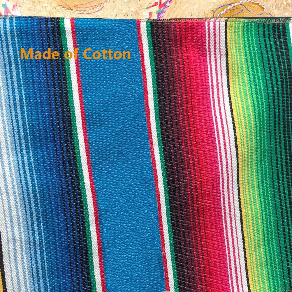 6 Pack Mexican Table Runner 14 x 108 Inches Serape Colorful Fringe Large Mexican Party Decoration Table Runner for Mexican Tribal Cinco de Mayo Fiesta Pool Party Outdoor Picnics Dining Wedding
