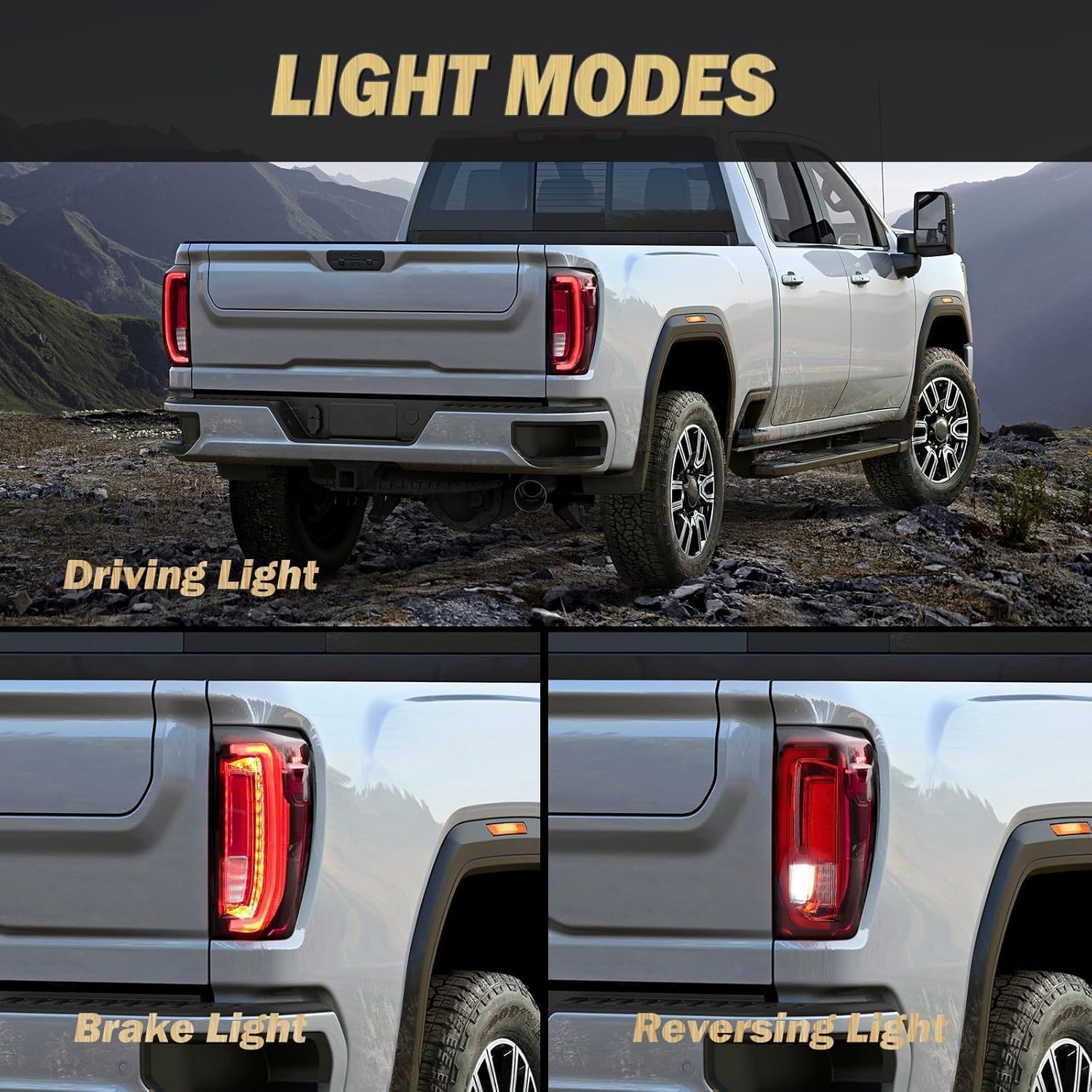 LED Tail Light Assembly Compatible with 2019-2023 GMC Sierra 1500 2500 HD 3500 HD Right Passenger Side Rear Lamp Brake Light Tailight Replace GM2801310 86820474 84968741-Factory LED Taillights Models