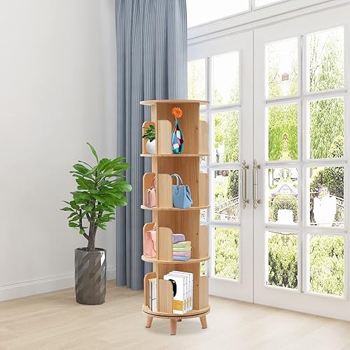 Miniatura 6 de LOYALHEARTDY Estantería giratoria de 4 niveles de 360 niveles para niños y adultos, estante organizador multifuncional para libros para aula,