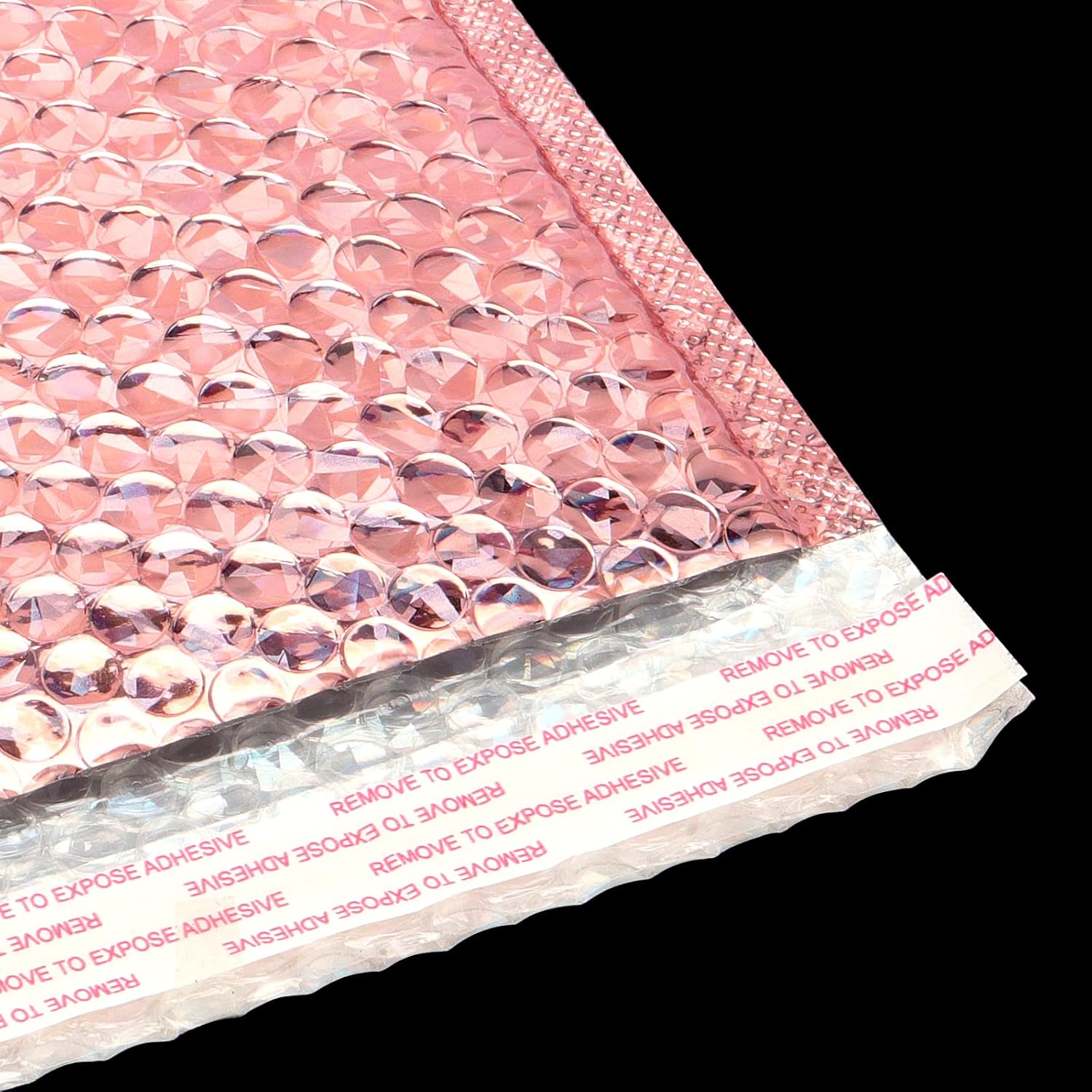 SEUNMUK 50 Pieces Holographic Metallic Bubble Mailers Rose Gold, 6 x 9 Inch Self-adhesive Padded Mailing Envelopes, Rose Gold Cushion Envelopes for Mailing, Shipping, Packing