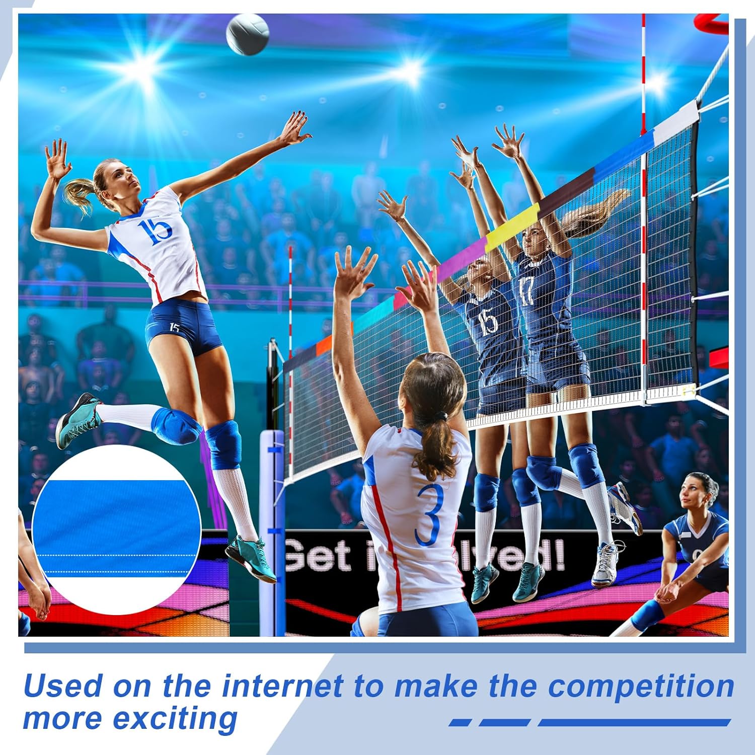 Libima Volleyball Net Zone Tape Setter Training Equipment Volleyball Net Measure Chain Hitting Target Zone Practice Training Aid Equipment for Referee Outdoor Indoor Strategic Trainer