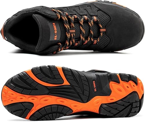 Miniatura 6 de Botas de trabajo impermeables para hombres, puntera compuesta, calzado de senderismo con aislamiento cómodo, nueva actualización, cuero de grano