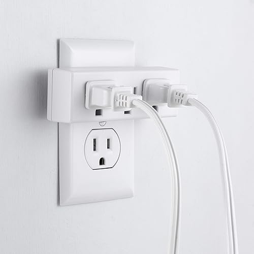 Miniatura 5 de Philips Extensor de 3 tomas, paquete de 2, grifo de pared con conexión a tierra, adaptador de 3 clavijas, enchufe múltiple, divisor de potencia,