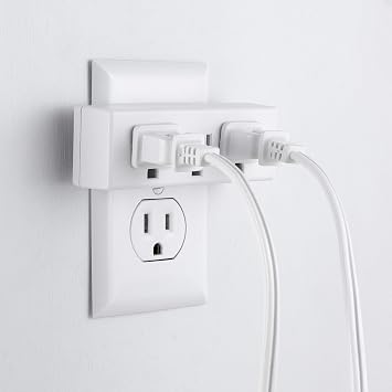 Philips 3-Outlet Extender, 2 Pack, Grounded Wall Tap, 3-Prong Adapter, Multiple Plug, Power Splitter, Cruise Essentials, Use for Home Office School Dorm, UL Listed, White, SPS1630W/37