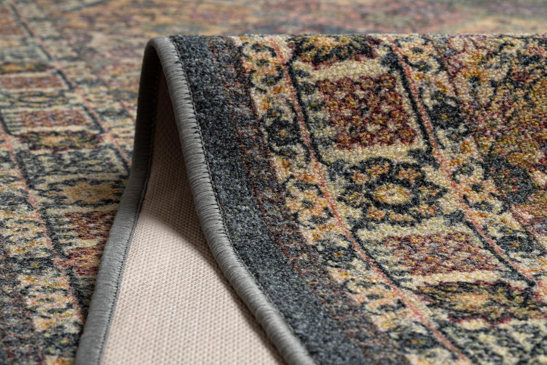 rugsx Alfombra de Pasillo Antideslizante - Diseño Modern Classic - Beige/Gris - Resistente y Fácil de Limpiar para Pasillo, Cocina, Entrada 67x150 cm