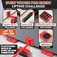 Vista 5 de Furniture Lifter Tool & Furniture Moving Sliders Set 360° Rotating Wheels Up to 220 lbs, Refrigerator Movers Sliders with Smooth Glide, Non-Scratch