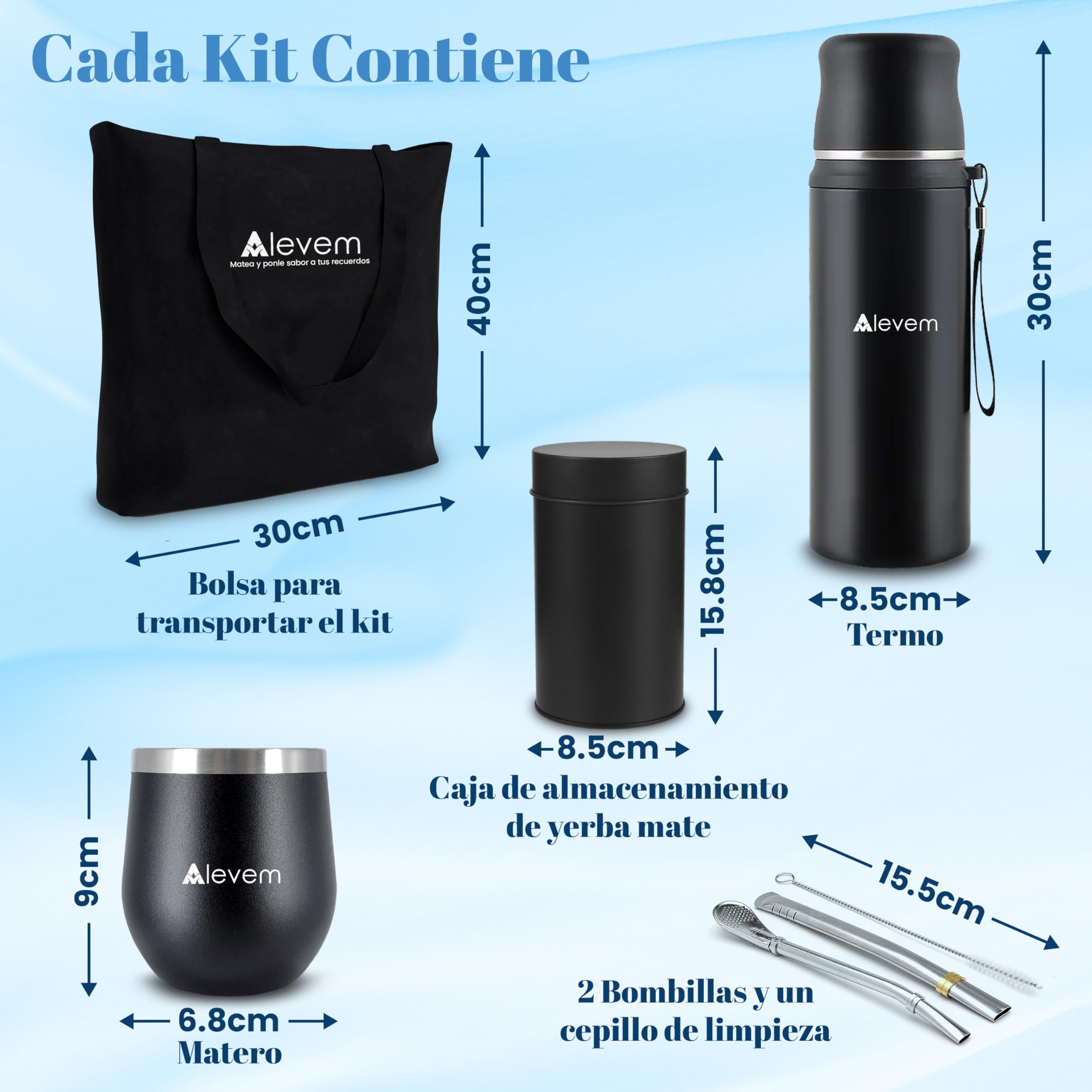 Komplettes argentinisches 7-teiliges Set – inklusive mattem Kürbis, matter argentinischer Thermoskanne 1 l, Glühbirnen, Yerba Aufbewahrungsbox und Tragetasche