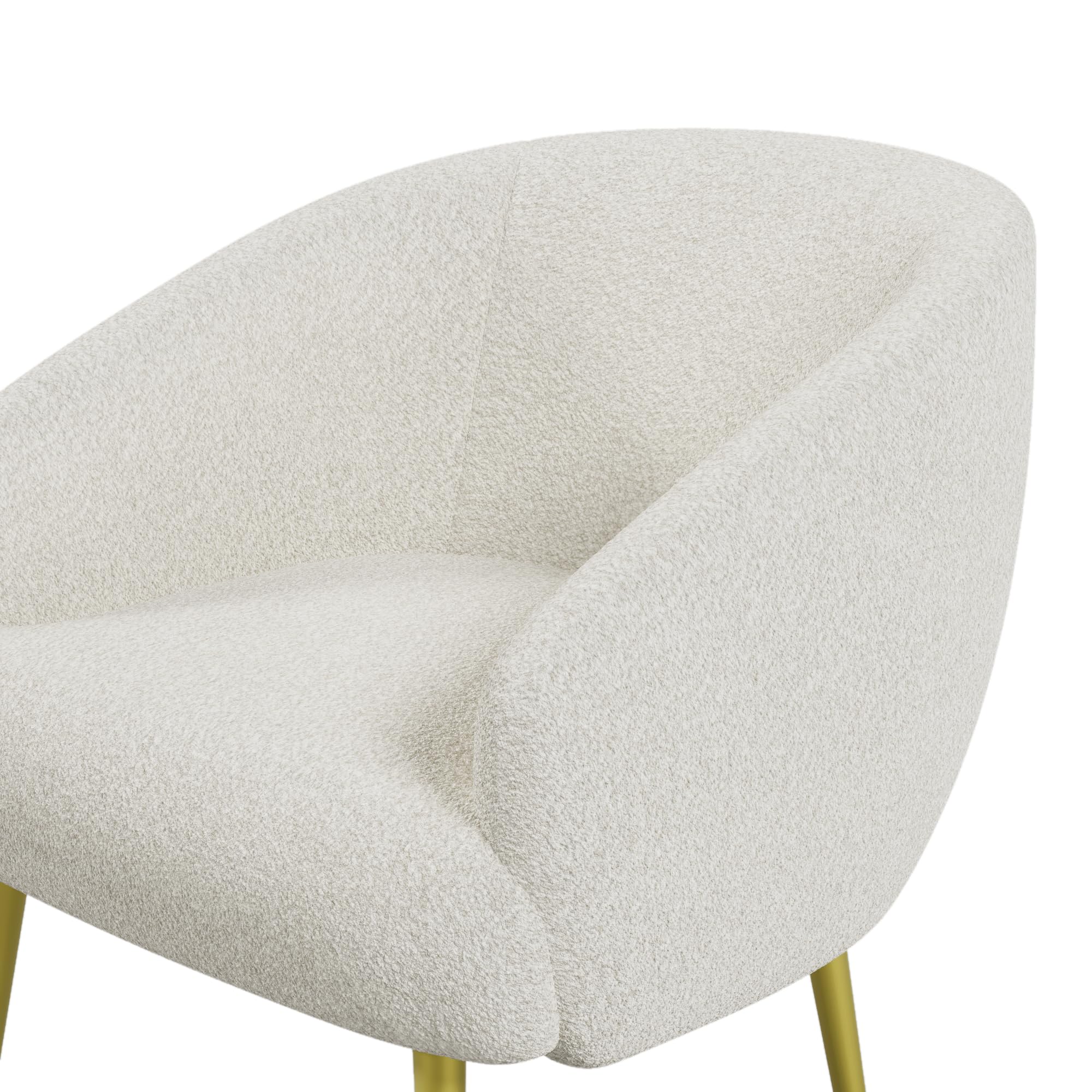 Silla tapizada Sherpa moderna con reposapiés, diseño ergonómico, patas doradas, confort lujoso (blanco)