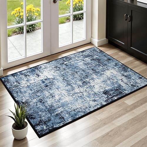 Miniatura 82 de Rugflix Alfombras de área de 8 x 10 pies para sala de estar, alfombra grande lavable, resistente a las manchas, pelo bajo, alfombra oscura moderna