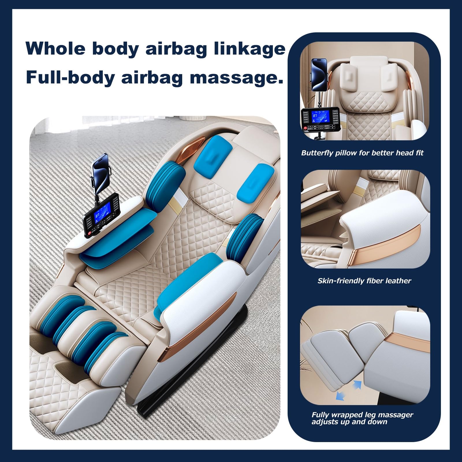 Sillón de Masaje de Gravedad Cero, Carril SL con Calefacción por Airbag en Todo El Cuerpo Reclinable Ergonómico Puede Ser Utilizado como Un Regalo para La Oficina En Casa(Noir)