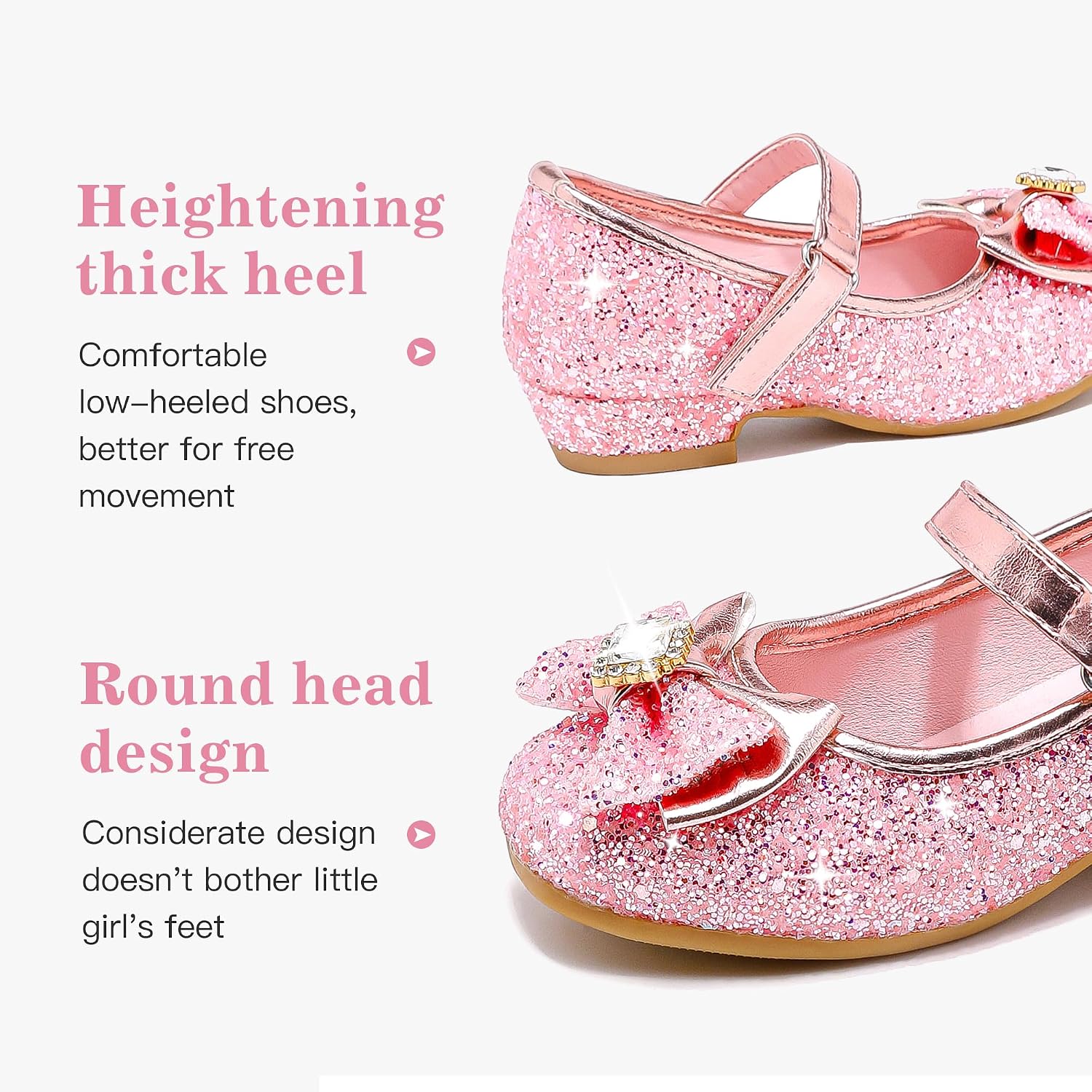 Furdeour Sparkly Girls Dress Shoes Princess Mary Jane Toddler to Big Kids