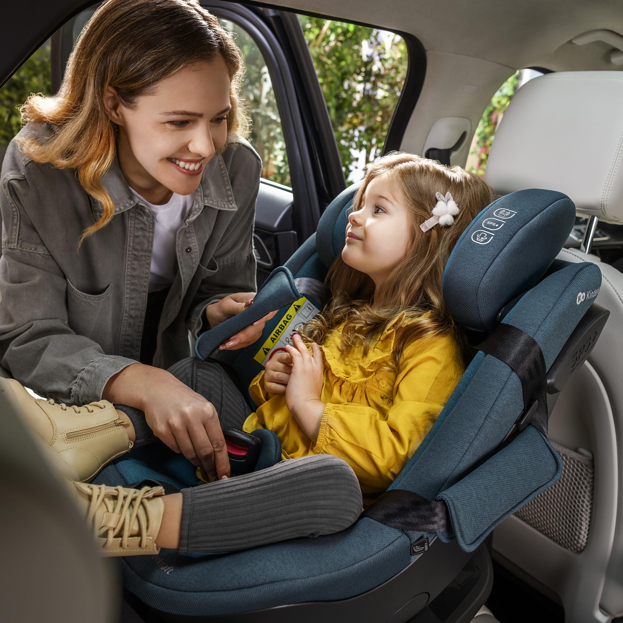 Kinderkraft I-GUARD i-size 40-105 cm Kindersitz mit Isofix base und Stützfuß, speziellen Sicherheitssystemen, Reboarder 360 grad drehbar, Reclining, Kopfstütze mit einer Hand einstellen, Grau