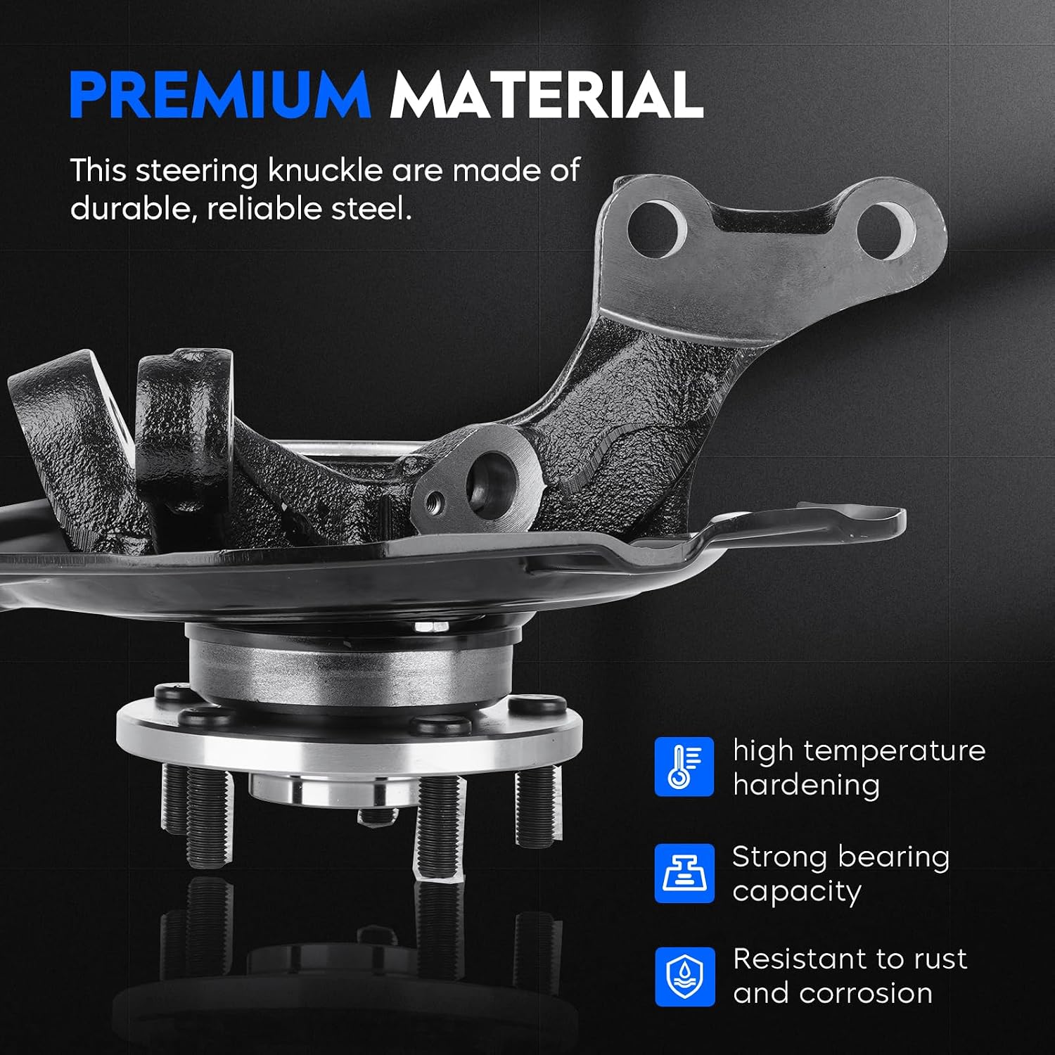 Front Right Steering Knuckle & Wheel Bearing Hub Assembly Fit for Toyota Sienna 2004-2010 (Only Fit FWD), Replace for 698-424, 698424, 4321108010, 435020E030, 47781-08020, 90080-36193, Passenger Side