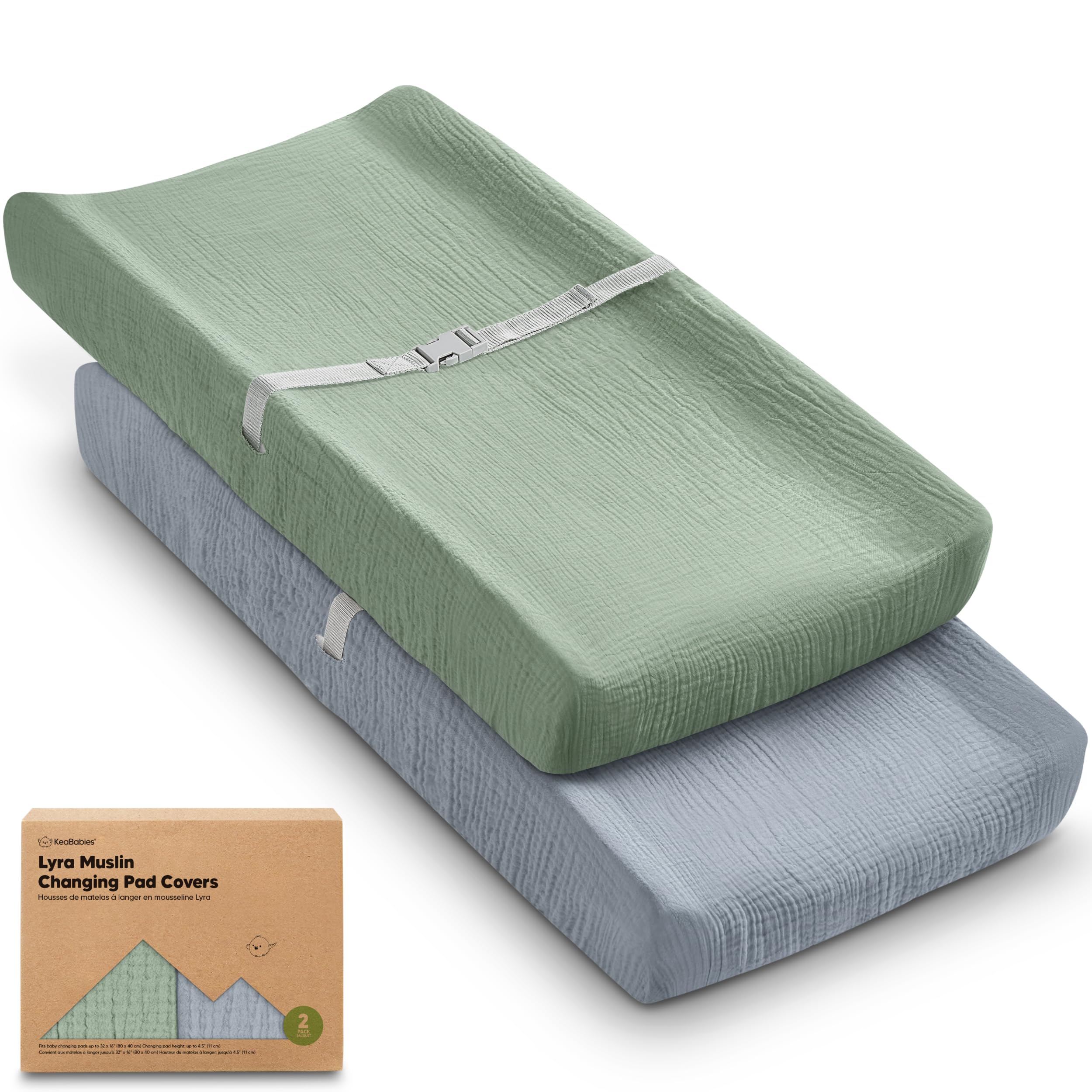 Photo 1 of 2-Pack Muslin Diaper Changing Pad Covers Boy, Girl,Soft Breathable (Slate)