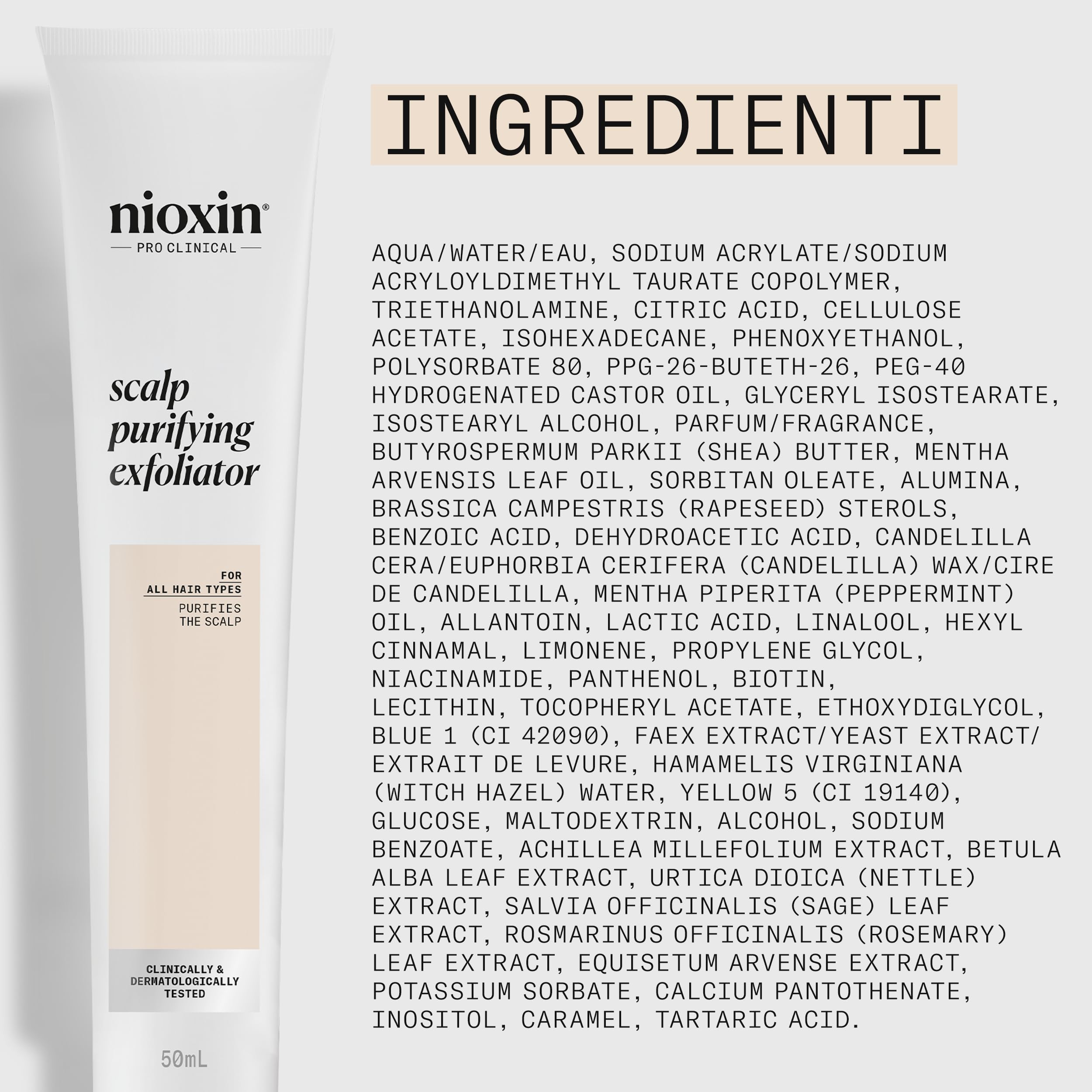 Nioxin Scalp Purifying Exfoliator - Trattamento Antiforfora Esfoliante per il Cuoio Capelluto - con Burro di Karité e Olio di Menta Piperita (50ml)