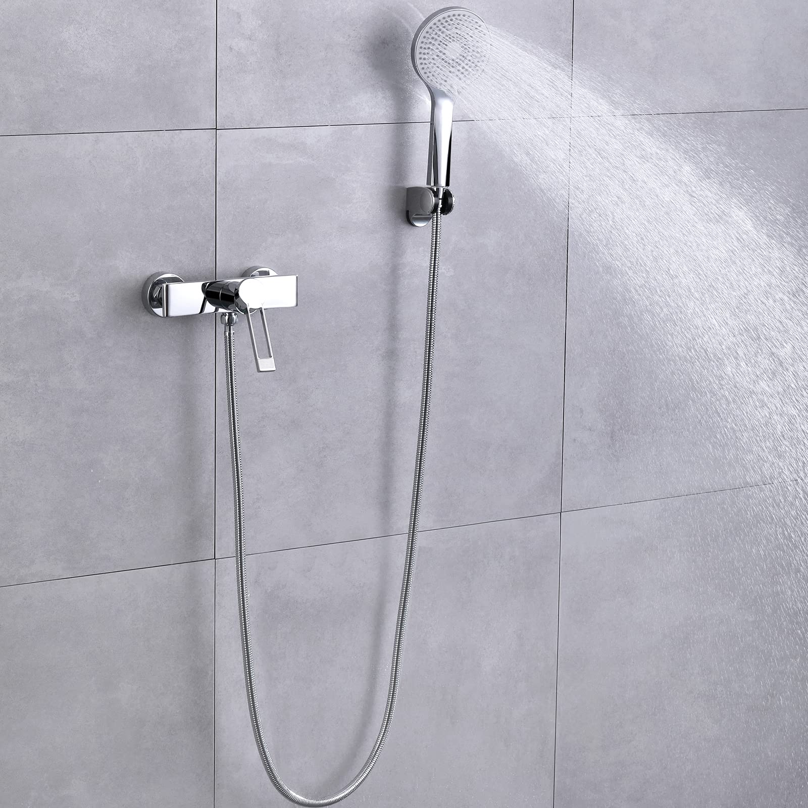 Grifo de Ducha grifos baño con Cabezal Ducha Mano, Montaje en Pared, Grifo Mezclador bañera baño una Sola manija, Grifo llenado bañera latón para renovación baño