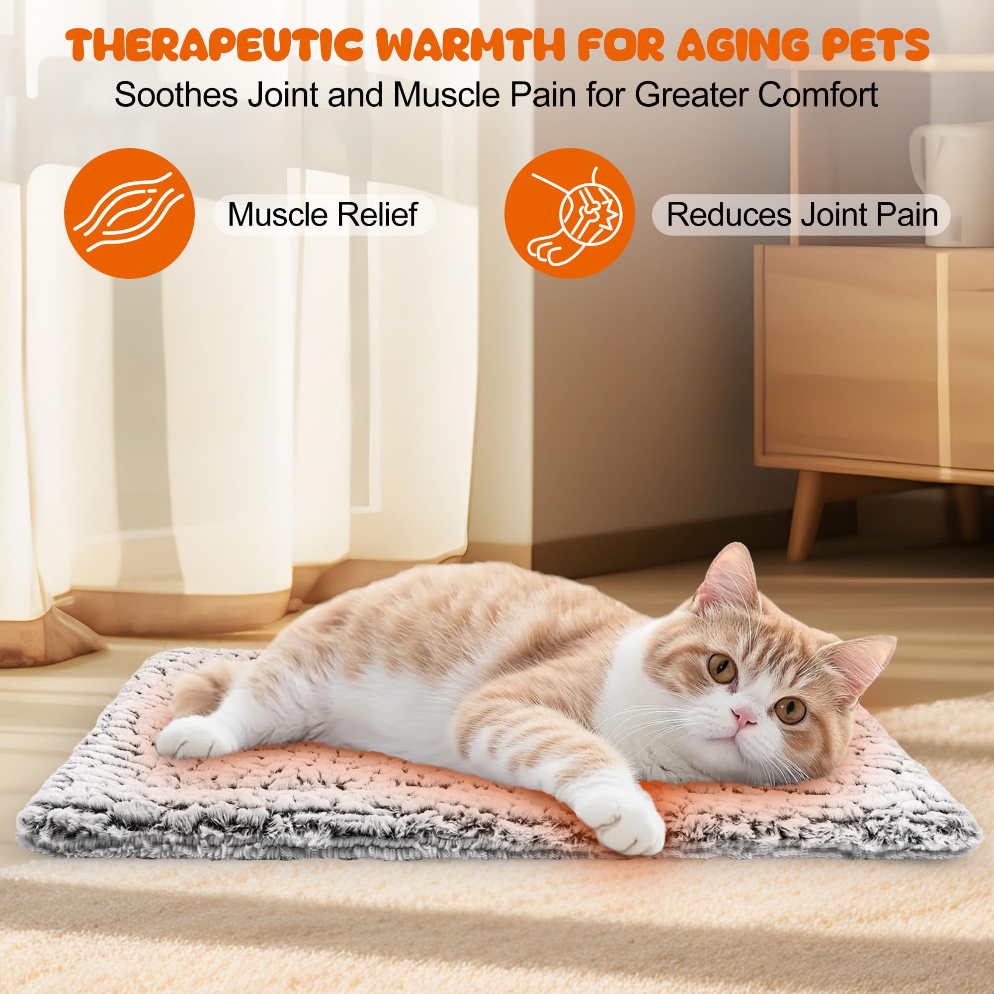 Selbstheizende Katzendecke 70 x 48 cm, Heizdecke für Katzen und Hunde, Haustier Heizkissen, Katzen Wärmedecke, Selbstwärmende Decke, rutschfest, Flauschig & Weich für Innen und Außen Waschbar