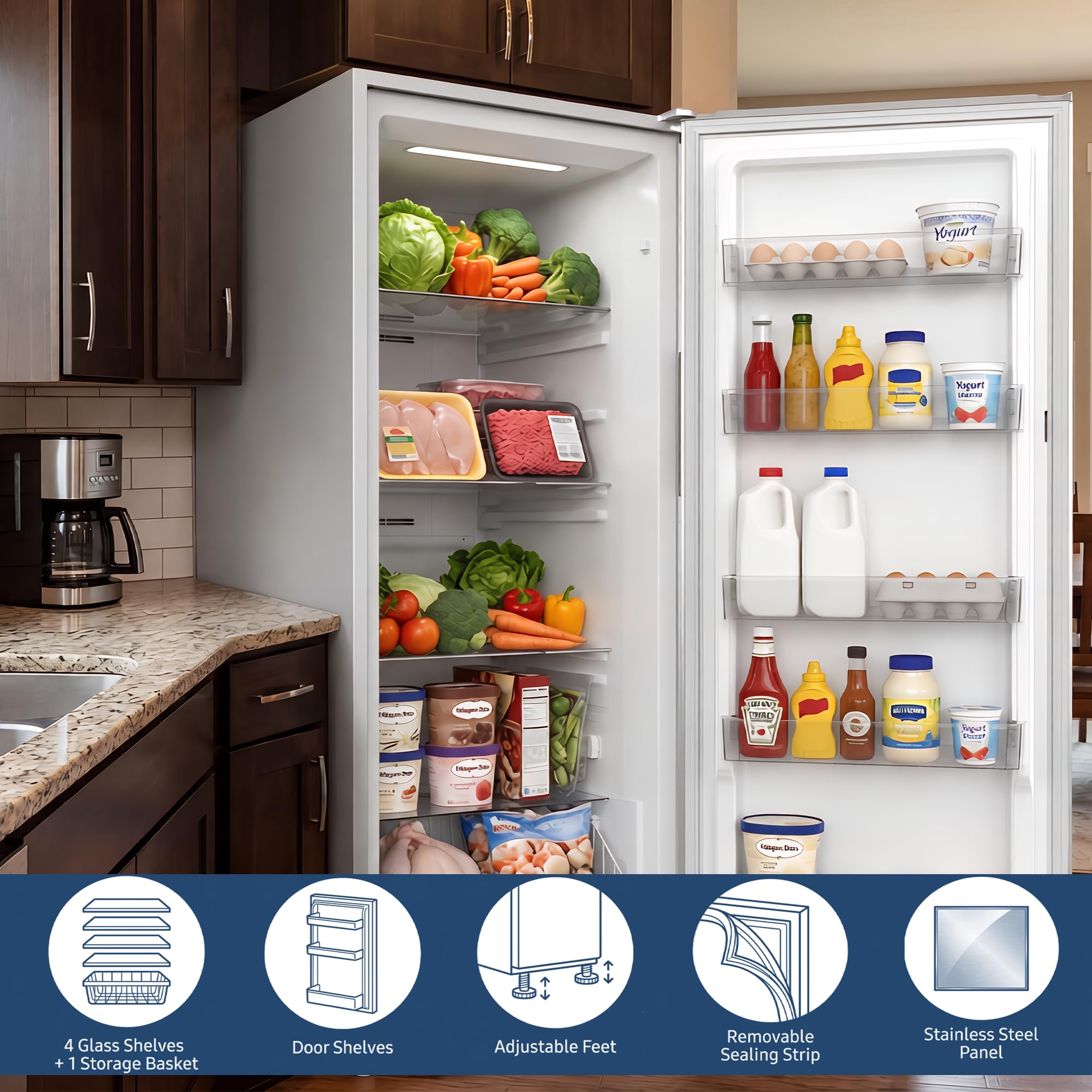 Garvee 17 Cu.Ft. Convertible Upright Freezer, 480l Capacity Standing Up Freezer With No Frost & Digital Control, Ideal For Garage, Kitchen, Home, Office on Fridge.com - View 6