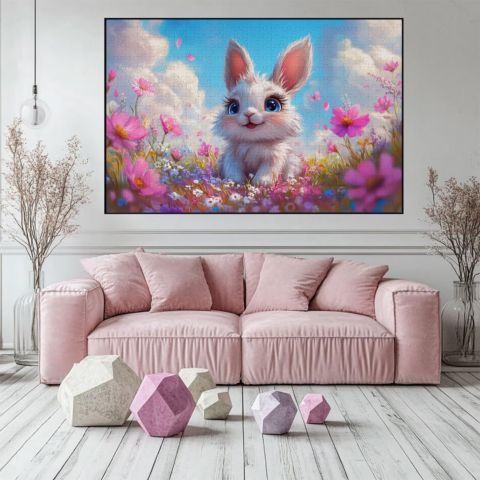Puzzle 2000 elementów kreskówka dorosły królik 100 x 70 cm rzemiosło klasyczne 3D drewniana układanka do rodzinnych gier aktywnych, układanka do samodzielnego wykonania nawet do dekoracji ścian domu