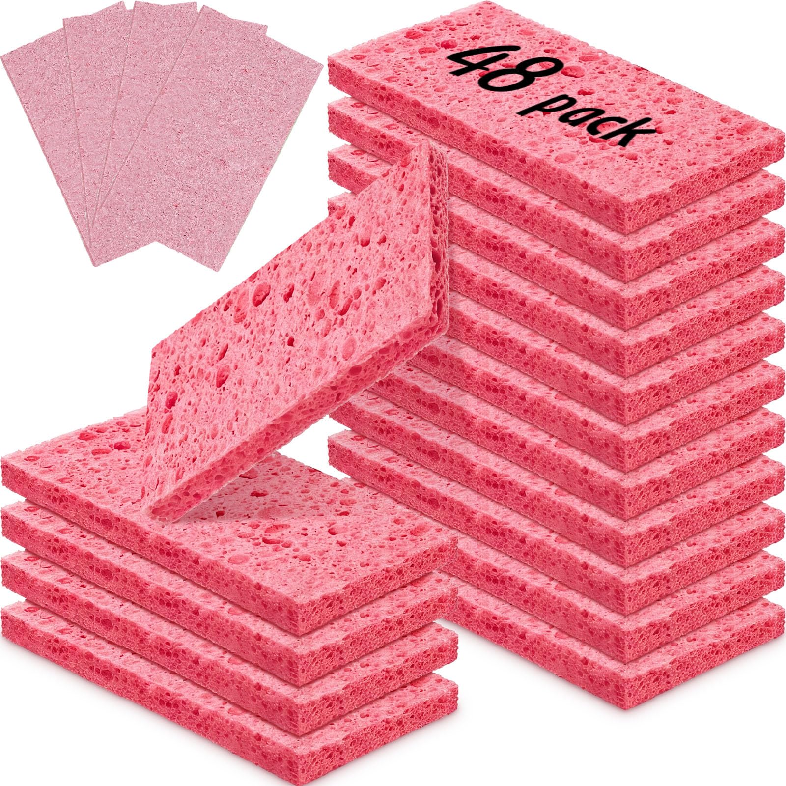 Zhengmy 48 Pcs Sponges Bulk Sponges Kitchen Compressed Sponge, Pink