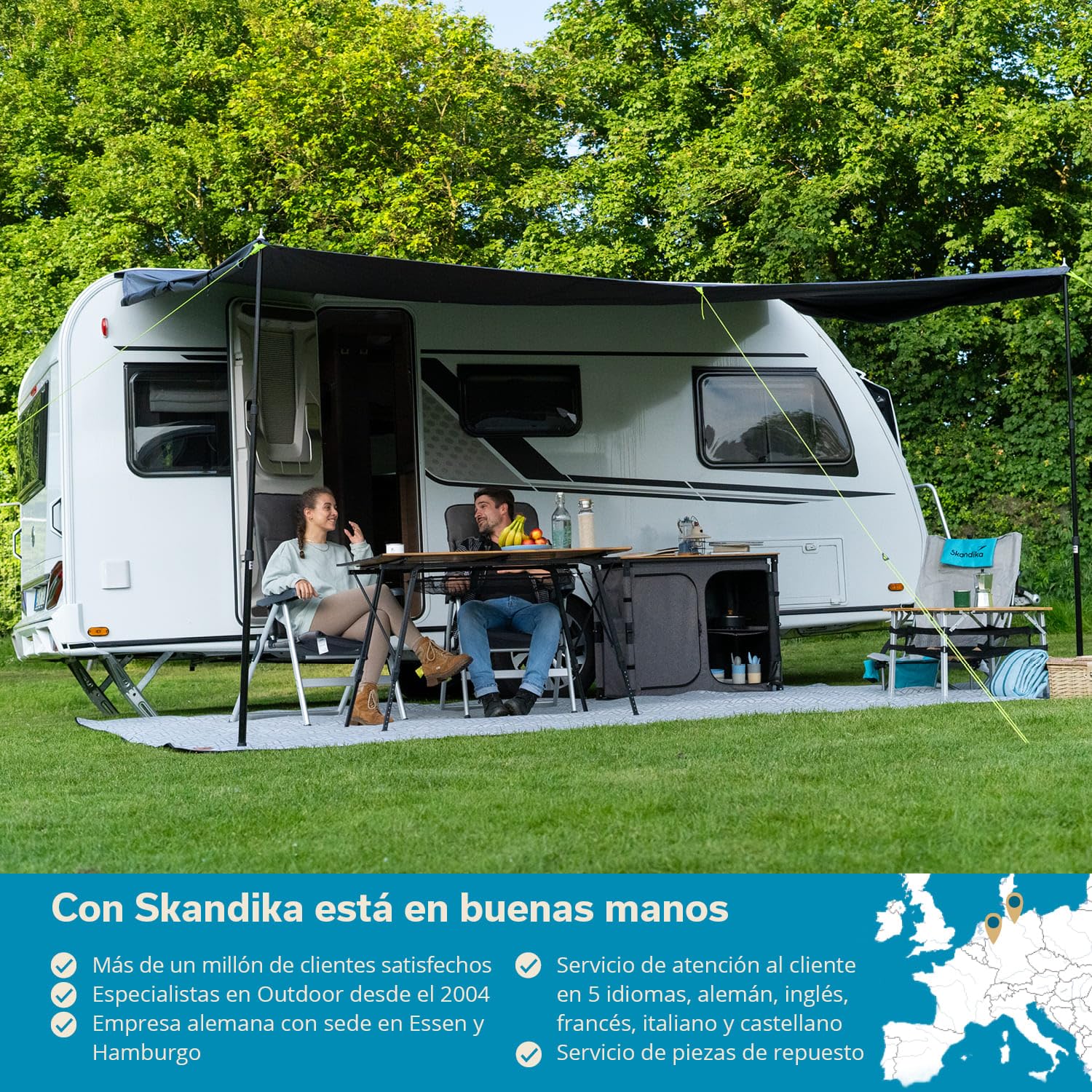 Skandika Freeway 3-4 m Avance/Toldo para caravanas con fijación, toldo e Sol con Ribete, protección UV 50+, 3000 mm Columna de Agua | Autocaravana, Camper, Bus (3 Metros)