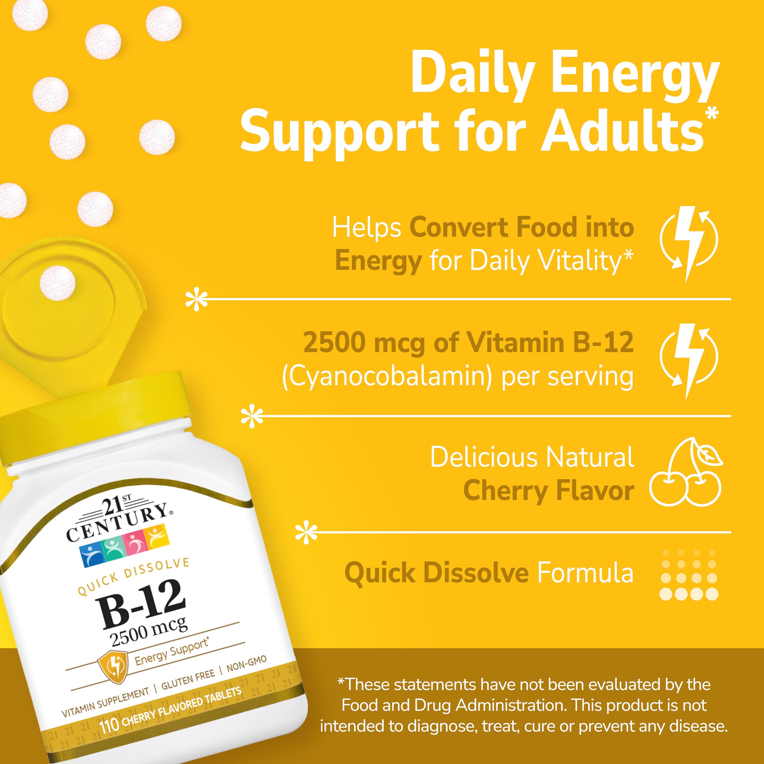 21st Century B-12 2500mcg Sublingual Tablets, High Potency, 110 Count — Amazon image 2