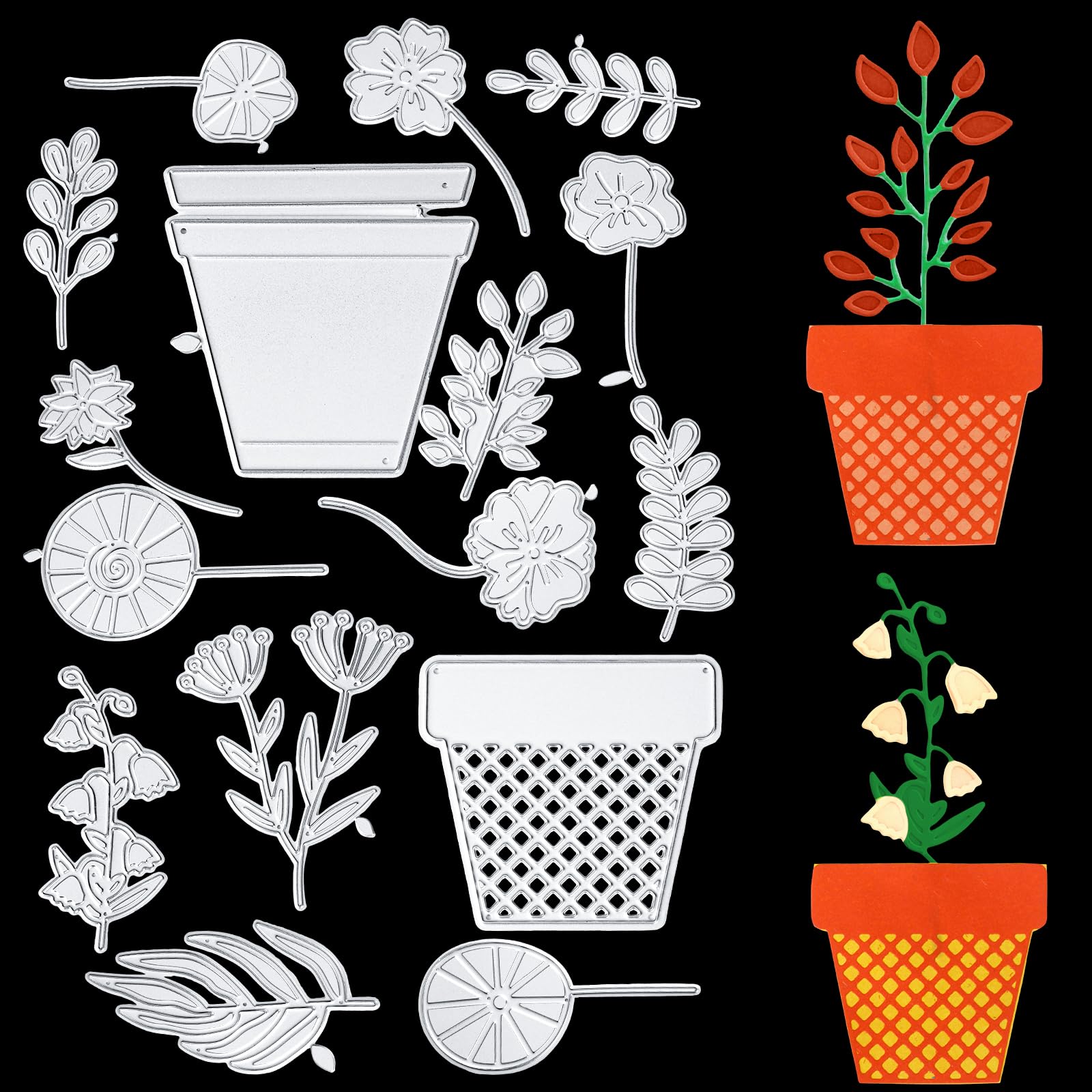 2 Sets Flower Leaf Metal Cutting Dies Flower Background Frame Stencil Template Flower Shaped Embossing Cutting Stencils for DIY Embossing Photo Frame Decorative Scrapbook Card (Novel Style)