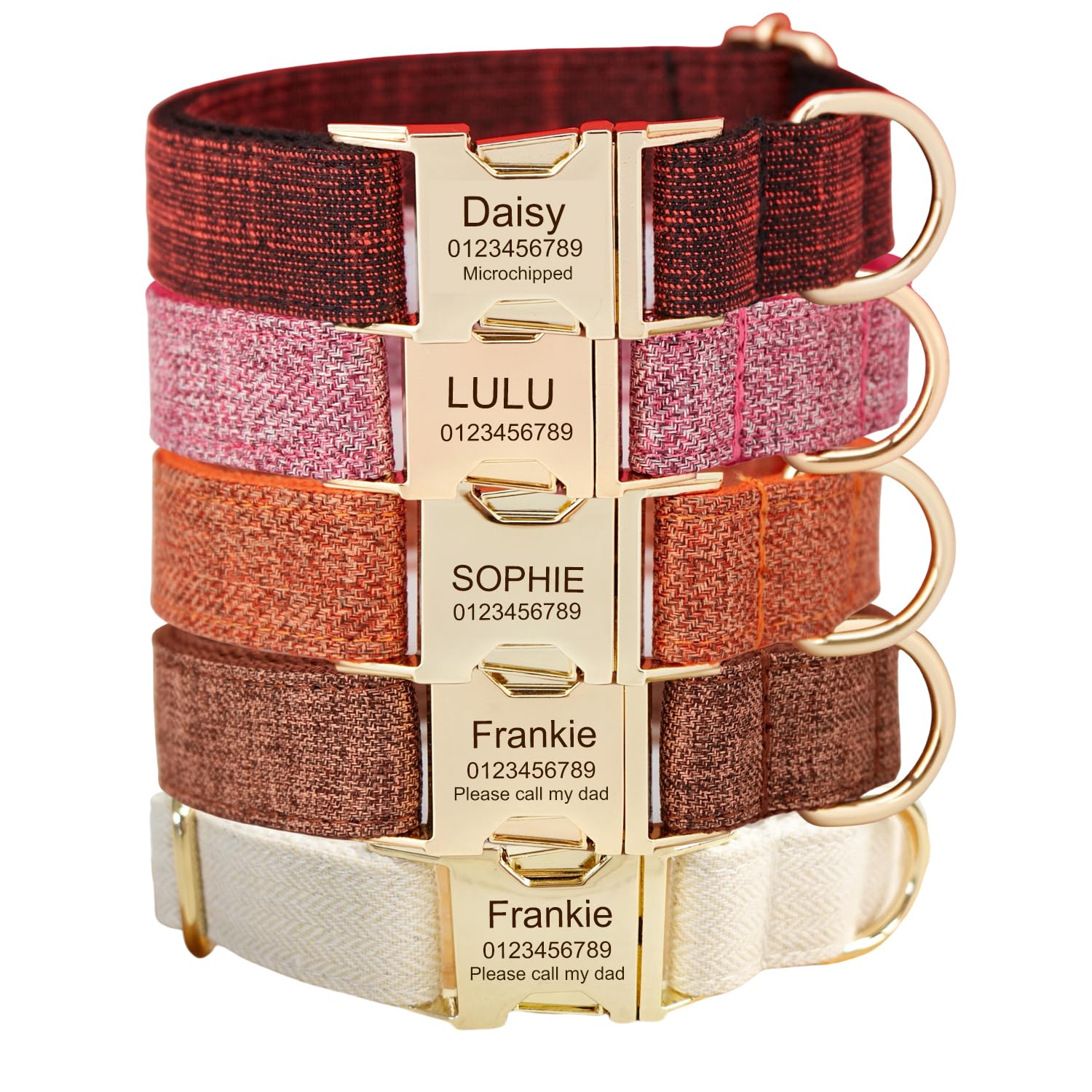 Custom Engraved Dog Collar with Name and Phone Number, Personalized for Small, Medium, and Large Dogs (Tweed) — image 1