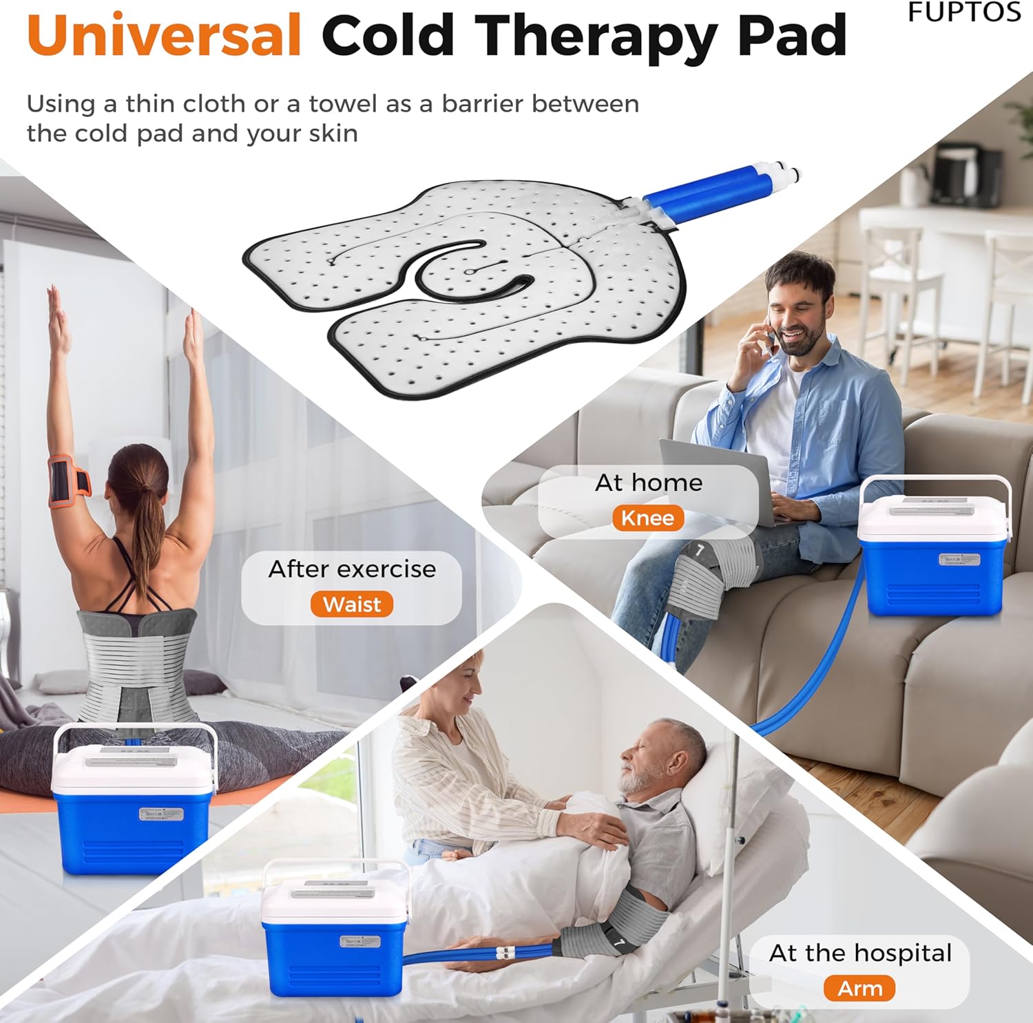 Cold Therapy Machine for Knee & Shoulder, Pain Relief, Post-Surgery Recovery, Cryotherapy for Muscle Recovery, Sports Injuries, Digital Timer, Quiet Pump, Universal Ice Pad